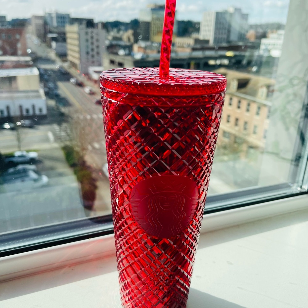 Starbucks Red Jeweled Tumbler with Straw
